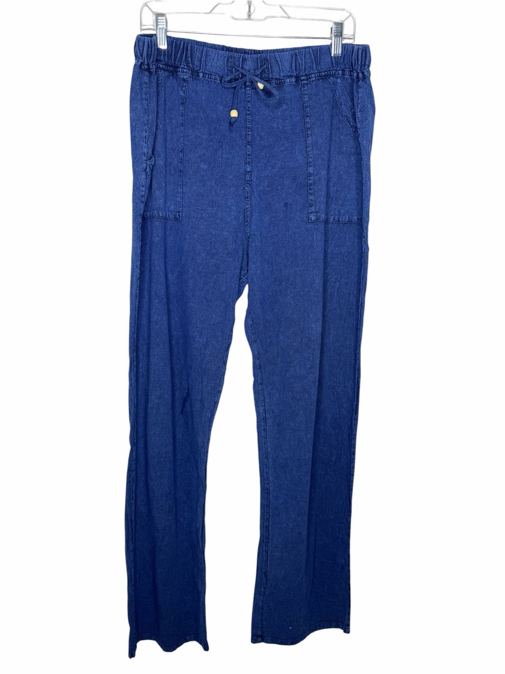 SEASPICE / dark blue resort wear lightweight Peruvian cotton palazzo pants / XL